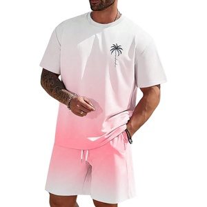 image:imageRoseSeek Mens Short Sets 2 Piece Outfits Tropical Graphic Tees and Shorts Sets Beach Vacation OutfitsWhite Pink