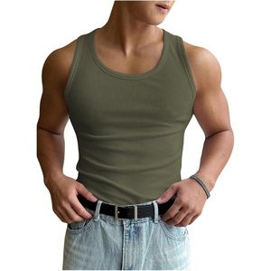 image:imageRoseSeek Mens Summer Tank Top Scoop Neck Knit Gym Workout Muscle Tank Undershirt Sleeveless ShirtsOlive Green