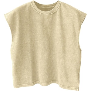 image:imageRoseSeek Mens Summer Washed Tank Tops Sleeveless Shirts Crewneck Cap Sleeve Crop Top Vintage Muscle T ShirtsApricot