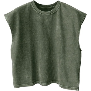image:imageRoseSeek Mens Summer Washed Tank Tops Sleeveless Shirts Crewneck Cap Sleeve Crop Top Vintage Muscle T ShirtsArmy Green