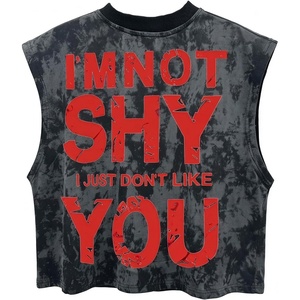 image:imageRoseSeek Mens Summer Washed Tank Tops Sleeveless Shirts Crewneck Cap Sleeve Crop Top Vintage Muscle T ShirtsBlack Red