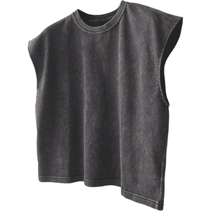 image:imageRoseSeek Mens Summer Washed Tank Tops Sleeveless Shirts Crewneck Cap Sleeve Crop Top Vintage Muscle T ShirtsDark Deep Grey