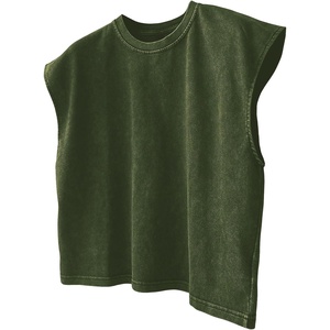 image:imageRoseSeek Mens Summer Washed Tank Tops Sleeveless Shirts Crewneck Cap Sleeve Crop Top Vintage Muscle T ShirtsGreen