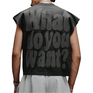 image:imageRoseSeek Mens Summer Washed Tank Tops Sleeveless Shirts Crewneck Cap Sleeve Crop Top Vintage Muscle T ShirtsLetter Black