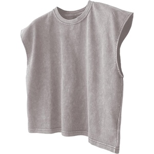 image:imageRoseSeek Mens Summer Washed Tank Tops Sleeveless Shirts Crewneck Cap Sleeve Crop Top Vintage Muscle T ShirtsLight Grey