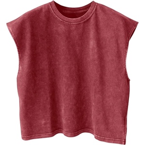 image:imageRoseSeek Mens Summer Washed Tank Tops Sleeveless Shirts Crewneck Cap Sleeve Crop Top Vintage Muscle T ShirtsRed