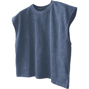 image:imageRoseSeek Mens Summer Washed Tank Tops Sleeveless Shirts Crewneck Cap Sleeve Crop Top Vintage Muscle T ShirtsWashed Blue