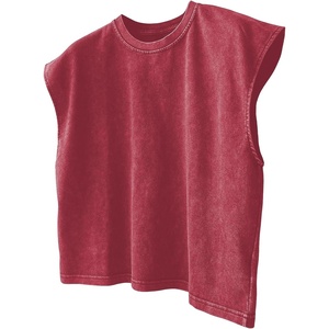 image:imageRoseSeek Mens Summer Washed Tank Tops Sleeveless Shirts Crewneck Cap Sleeve Crop Top Vintage Muscle T ShirtsWashed Red