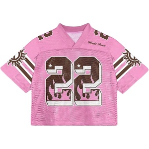 image:imageRoseSeek Mens Y2K Mesh Jersey Shirts V Neck Half Sleeve Number Graphic Tees Color Block Sport T ShirtNumber Pink