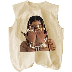 image:imageRoseSeek Retro Graphic Tank Top for Men Crew Neck Summer Sleeveless Tops Hippop StreetwearApricot Beige