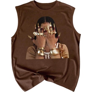 image:imageRoseSeek Retro Graphic Tank Top for Men Crew Neck Summer Sleeveless Tops Hippop StreetwearChocolate Brown