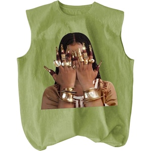 image:imageRoseSeek Retro Graphic Tank Top for Men Crew Neck Summer Sleeveless Tops Hippop StreetwearGreen