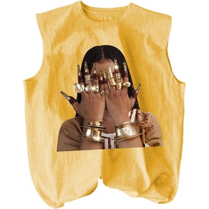 image:imageRoseSeek Retro Graphic Tank Top for Men Crew Neck Summer Sleeveless Tops Hippop StreetwearPale Yellow