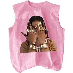 image:imageRoseSeek Retro Graphic Tank Top for Men Crew Neck Summer Sleeveless Tops Hippop StreetwearPink