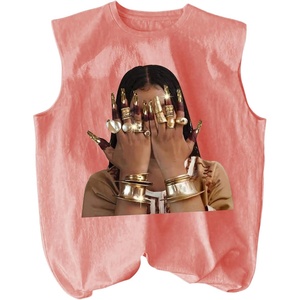 image:imageRoseSeek Retro Graphic Tank Top for Men Crew Neck Summer Sleeveless Tops Hippop StreetwearWatermelon Pink