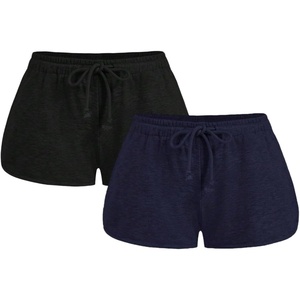 image:imageRoseSeek Womens 2 Packs Drawstring Waist Sweat Shorts Low Rise Workout Track Shorts Casual LoungeBlack Blue