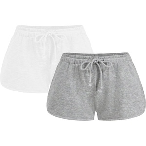 image:imageRoseSeek Womens 2 Packs Drawstring Waist Sweat Shorts Low Rise Workout Track Shorts Casual LoungeGrey and White