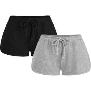image:imageRoseSeek Womens 2 Packs Drawstring Waist Sweat Shorts Low Rise Workout Track Shorts Casual LoungeMulticolor