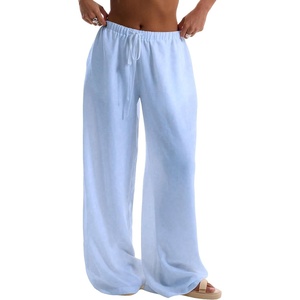 image:imageRoseSeek Womens Beach Cover Ups Wide Leg Loose Linen Pants Swimsuit Coverup Summer Vacation Outfits 2026Bright Blue