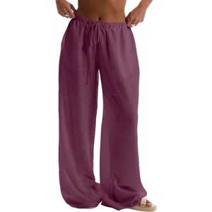 image:imageRoseSeek Womens Beach Cover Ups Wide Leg Loose Linen Pants Swimsuit Coverup Summer Vacation Outfits 2026Red Violet