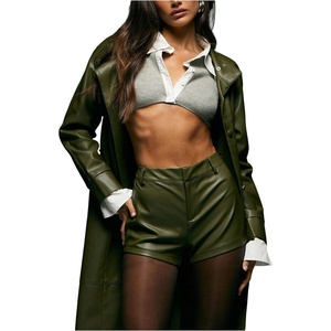 image:imageRoseSeek Womens Bodycon Leather Shorts High Waisted A Line Mini Shorts Summer Baddie OutfitsArmy Green