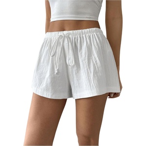 image:imageRoseSeek Womens Drawstring High Waisted Button Front Mini Shorts Loose Wide Leg Track Shorts Casual LoungeWhite
