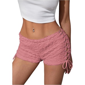 image:imageRoseSeek Womens Drawstring Lace Up Frill Drop Waist Shorts Skinny Y2k Summer Mini ShortsPink