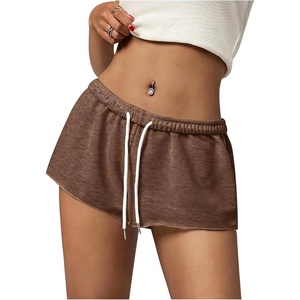 image:imageRoseSeek Womens Low Rise SweatShorts Elastic Drawstring Waist Sweat Shorts Summer Running Lounge Mini ShortsBrown