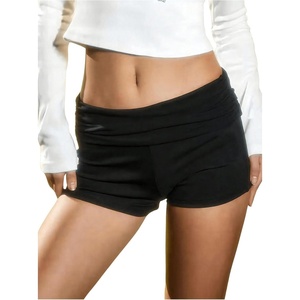 image:imageRoseSeek Womens Micro Shorts Elastic Waist Skinny Mini Shorts Casual Low Rise Y2K Shorts LoungeBlack
