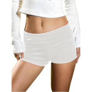 image:imageRoseSeek Womens Micro Shorts Elastic Waist Skinny Mini Shorts Casual Low Rise Y2K Shorts LoungeSolid White