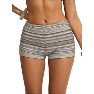 image:imageRoseSeek Womens Micro Shorts Striped Knit Crochet Mini Shorts Y2K Color Block Low Rise Beach Festival OutfitsGreen Khaki
