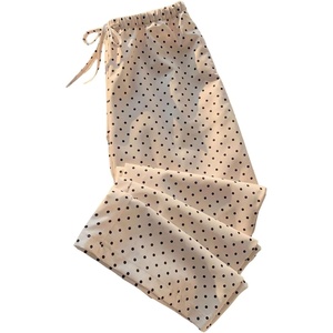 image:imageRoseSeek Womens Polka Dots Wide Leg Pants Drawstring High Waisted Baggy Pants Casual TrousersApricot