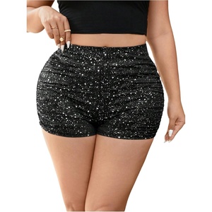 image:imageRoseSeek Womens Sparkling Sequin Shorts Bodycon High Waisted Micro Party Rave Mini ShortsPure Black