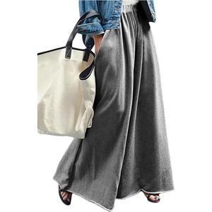 image:imageRoseSeek Womens Wide Leg Sweatpants High Elastic Waist Flowy Palazzo Pants Loose Baggy Pants BottomsPlain Light Grey