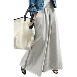 image:imageRoseSeek Womens Wide Leg Sweatpants High Elastic Waist Flowy Palazzo Pants Loose Baggy Pants BottomsPure Grey