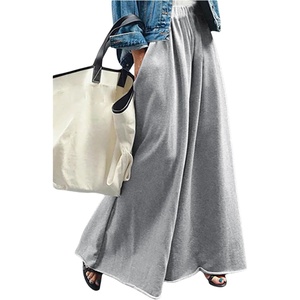 image:imageRoseSeek Womens Wide Leg Sweatpants High Elastic Waist Flowy Palazzo Pants Loose Baggy Pants BottomsSolid Grey