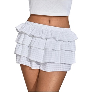 image:imageRoseSeek Womens Y2K Plaid Shorts Drop Waist Tiered Layer Mini Shorts Gingham Ruffle BottomsWhite
