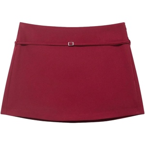 image:imageRoseSeek Womens Zip Up Skort Low Rise Mini Skirt A Line Belted Going Out ShortsBurgundy