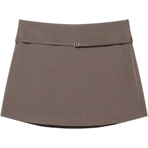 image:imageRoseSeek Womens Zip Up Skort Low Rise Mini Skirt A Line Belted Going Out ShortsCoffee Brown