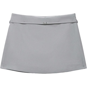 image:imageRoseSeek Womens Zip Up Skort Low Rise Mini Skirt A Line Belted Going Out ShortsLight Grey