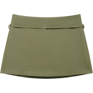 image:imageRoseSeek Womens Zip Up Skort Low Rise Mini Skirt A Line Belted Going Out ShortsMedium Green