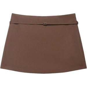 image:imageRoseSeek Womens Zip Up Skort Low Rise Mini Skirt A Line Belted Going Out ShortsRed Brown