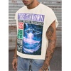image:imageRoseSeek Mens Number Graphic Short Cap Sleeve Tank Tops Summer Crew Neck Baggy Workout Muscle TShirtsApricot