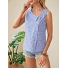 image:imageRoseSeek Womens Button Asymmetrical V Neck Striped Print Blouses Casual Sleeveless Tank Top Summer Shirt TopsBlue With White