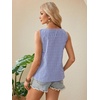 image:imageRoseSeek Womens Button Asymmetrical V Neck Striped Print Blouses Casual Sleeveless Tank Top Summer Shirt TopsBlue With White