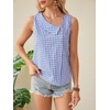 image:imageRoseSeek Womens Button Asymmetrical V Neck Striped Print Blouses Casual Sleeveless Tank Top Summer Shirt TopsBlue With White