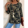 image:imageRoseSeek Womens Camo T Shirts Crew Neck 34 Sleeve Fitted Top Casual Fall Tee TopsGreen