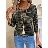 image:imageRoseSeek Womens Camo T Shirts Crew Neck 34 Sleeve Fitted Top Casual Fall Tee TopsGreen