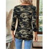 image:imageRoseSeek Womens Camo T Shirts Crew Neck 34 Sleeve Fitted Top Casual Fall Tee TopsGreen