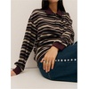 image:imageRoseSeek Womens Collared Striped Tops Button Down Long Sleeve Knit Tops Fall OutfitsMulticolor